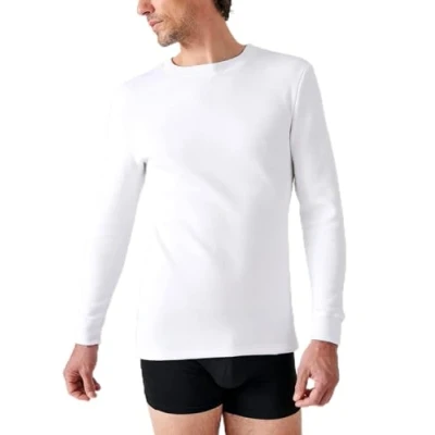 Afbeelding van Damart Thermolactyl T shirt met lange mouwen, opgeruwd fleece, Wit, XXL