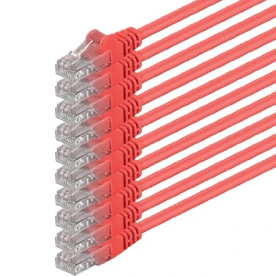 Afbeelding van 1aTTack, CAT6, UTP netwerkkabel met 2 x RJ45 stekkerset (5 stuks) 0,25 Meter rood 10 stuks