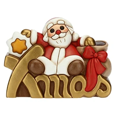 Afbeelding van THUN Kerstmis 2022 Kerstman op Xmas belettering van met de hand versierde keramiek Kerstcadeau idee 15x7.2x11 cm h