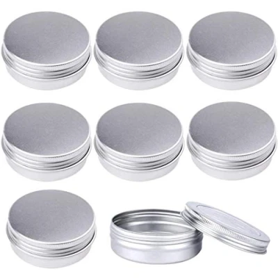 Afbeelding van ProLeo 24 stuks aluminium lege potjes, zilver, crèmepotje, 60 ml, met schroefdeksel voor lippenbalsem, lotion, crème, maskers, mini kaarsen, cosmetica, wit, 60ml