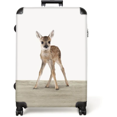 Afbeelding van NoBoringSuitcases.com® Koffer groot Reiskoffer lichtgewicht Hertje Kinderen Jongen Stippen Rolkoffer met 4 wielen Grote trolley XL 98 liter bagage