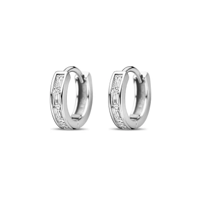 Afbeelding van Zilver Gerhodineerd Klapoorringen Zirkonia 10 Mm 1338991