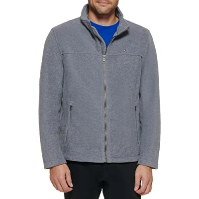 Afbeelding van Tommy Hilfiger Heren Classic Polar Fleece Jas met ritssluiting aan de voorkant (normale grote maten), Lichtgrijs, XXL