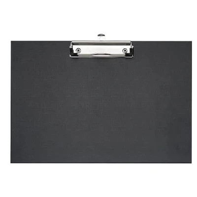 Afbeelding van VELOFLEX 4817980 Schrijfplaat DIN A4 liggend formaat, PP gelamineerd, linnenstructuur, metalen klem met ophangoog, zwart, 1 stuk