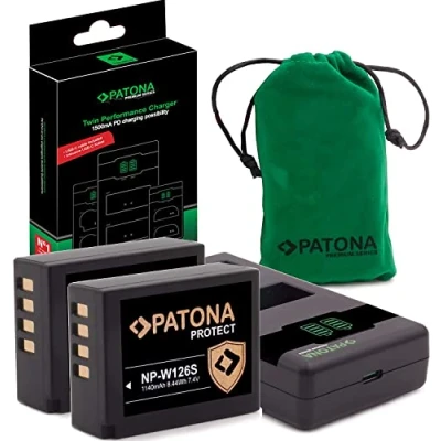 Afbeelding van PATONA V1 Protect 2X accu NP W126s (1140 mAh) incl. NTC sensor en behuizing met PD Performance USB lader 161957 (max. 1000 mA)