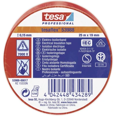 Afbeelding van Tesa Isolatietape Rood 25m x 19mm