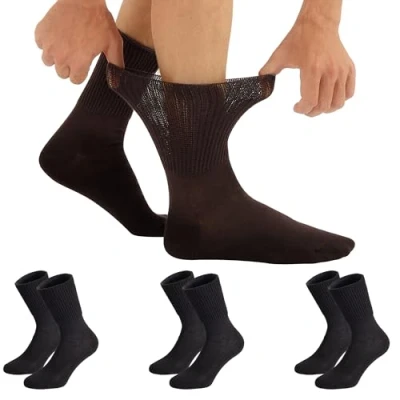 Afbeelding van CALZITALY, Pack van 3/6 paar sokken zonder elastiek, uniseks, gezondheidssokken voor diabetici katoen, zwart, wit, natuur, made in Italy, 3 39 42 EU