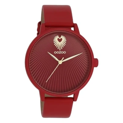 Afbeelding van dahlia red OOZOO watch with leather strap C11249