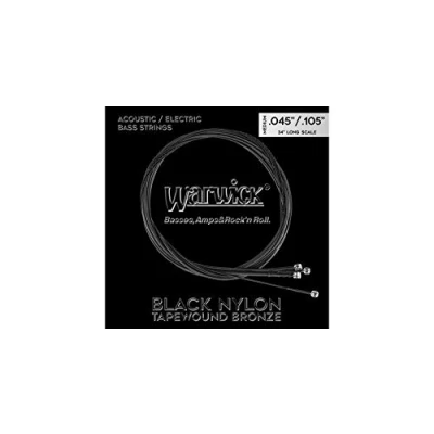 Afbeelding van Warwick Black Nylon Tapewound Acoustic/Electric Bass String Set, 4 String, Medium.045&quot; .105&quot;, Long Scale