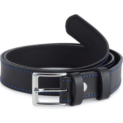 Afbeelding van Ladeheid Kinderriem Riem Jongens Broekriem Verstelbaar Leer Zwart/Blauw 70 cm LA EL KIDS