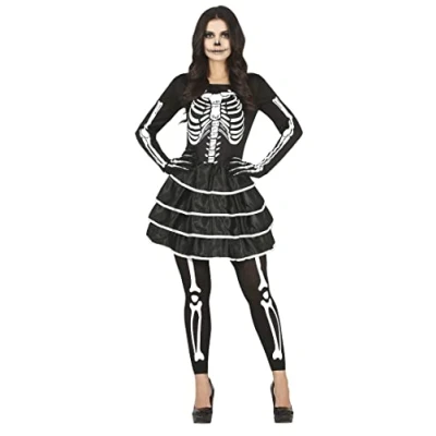 Afbeelding van Guirca Spook &amp; Skelet Kostuum Spaanse Bonita Vrouw Zwart Maat 38 40 Halloween Verkleedkleding