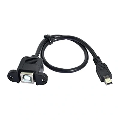 Afbeelding van cablecc 5pin Mini USB Mannetje naar B Vrouwelijk Panel Mount Type Kabel 20cm met Schroeven