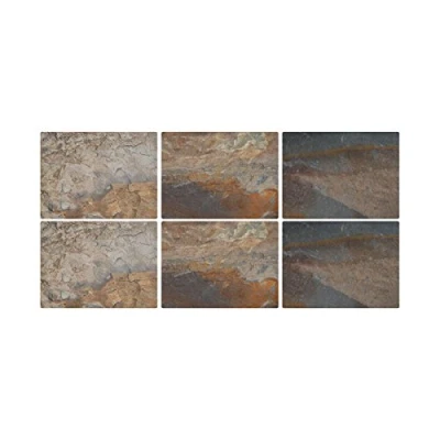 Afbeelding van Pimpernel placemats van MDF met kurk achterwand, leisteen design, 30,5 x 23 cm, meerkleurig, 6 delige set