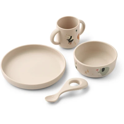Afbeelding van Liewood Vivi Siliconen Servies Set met print Circus Sandy