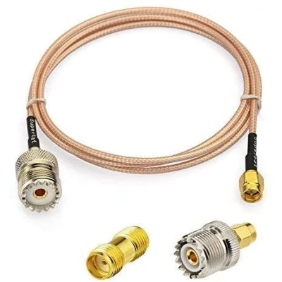Afbeelding van Superbat SMA naar SO239 kabel 1 m, stekker UHF bus RG316 verlengkabel + 2 stuks adapter, female adapter voor RF toepassingen, CB radio, handradio, walkietalkie