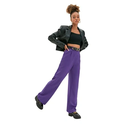 Afbeelding van Trendyol Vrouwen Normaal hoge taille Breed been Plum wijde pijpen/wijde pijpen geplooide geweven broek TWOAW21PL0076