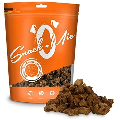 Afbeelding van SnackOMio Premium Hondensnack, knapperige vleesblokjes van geit, graanvrij, 1 x 125 g