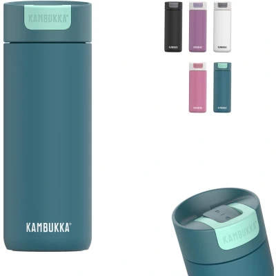 Afbeelding van Kambukka Olympus Thermosbeker 500 ml Koffiebeker To Go makkelijk reinigen lekvrije RVS Theebeker Travel Mug Peacock Blue