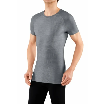 Afbeelding van FALKE Heren Top van onderlaag Wool Tech Light Round Neck M S/s Ts wol functioneel materiaal sneldrogend 1 stuk, Grijs Grey Heather 3757,