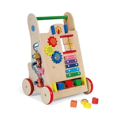 Afbeelding van Buddy Baby Montessori Loopwagen van hout, voor de eerste stappen met speelgoed en activiteiten, baby&#039;s + 12 maanden (Oslo/meerkleurig)