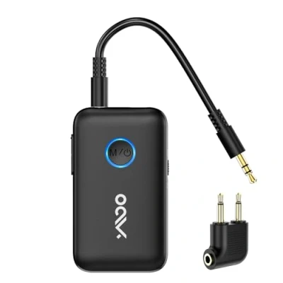 Afbeelding van Bluetooth 5.3 Adapter TV/Airplane to 2 Headphones Met Aptx LL low Latency, in 1 Transmitter Receiver, Aux Zender Ontvanger, Receiver 3.5mm Jack Audio de Tablets, Car