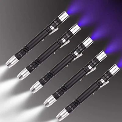 Afbeelding van Détecteur Torche Ultra Violet Blanc voor Test Mini lamp UV 395nm 2 en 1 LED Blacklight Source de lumière