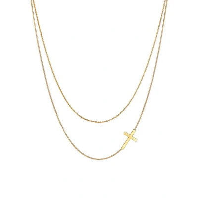 Afbeelding van Elli Layer LOOK Cross Ketting goldcoloured, Dames, Maat: 40, Gold coloured