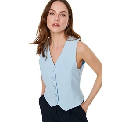 Afbeelding van Trendyol Wit Getailleerd Geknoopt Crop Geweven Vest Twoss21Ye0009
