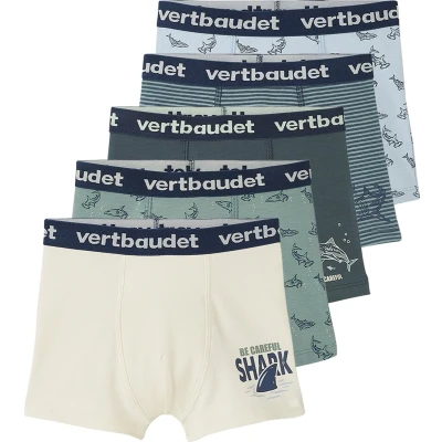 Afbeelding van Vertbaudet Set met 5 stretch boxers &quot;haaien&quot; voor jongens