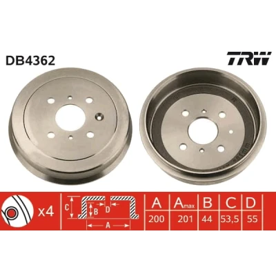 Afbeelding van Trw Remtrommel DB4362