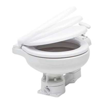 Afbeelding van Space saver handpomp scheepstoilet inlaat diameter 19mm uitlaat 38mm (soft close) boot toilet