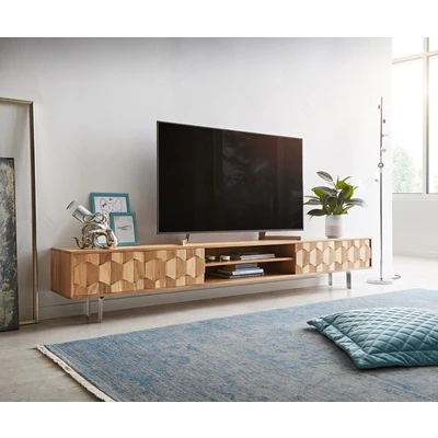 Afbeelding van Tv meubel Fevo acacia natuur 240 cm 4 deuren L pootjes lowboard