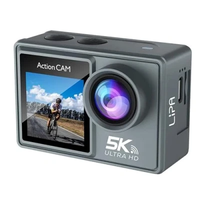 Afbeelding van Lipa AT M40R 5K actioncamera IPS Wifi Action camera waterdicht Sony IMX sensor 21 accessoires resolutie Dual Screen Mic aansluiting usb SD tot 256 GB Remote 4K 60 FPS EIS +SD 16 Alternatief GoPro