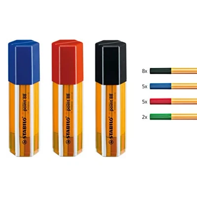 Afbeelding van Stabilo point 88 Fineliner, 20 stuks Big Box Office, zwart, blauw, rood, groen