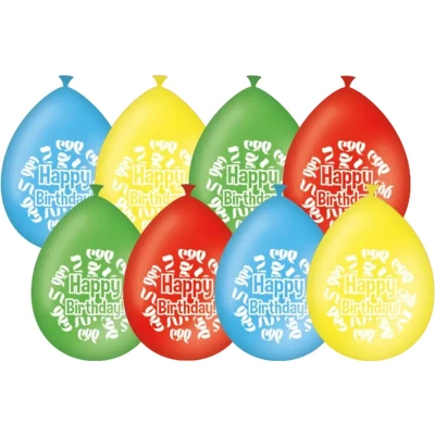 Afbeelding van Happy Birthday Cartoon Ballonnen 8 stuks