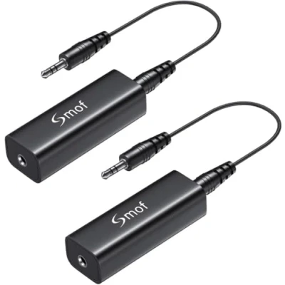 Afbeelding van Smof Geüpgraded vloerstrip ruisonderdrukker, ruisfilter voor auto audio/thuisstereo installaties (zoemend geluid volledig verwijderen) met 3,5 mm audiokabel, zwart