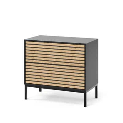 Afbeelding van Vicco Nachtkastje Eliza, Artisan eiken/antraciet, 66 x 60 cm met 2 laden