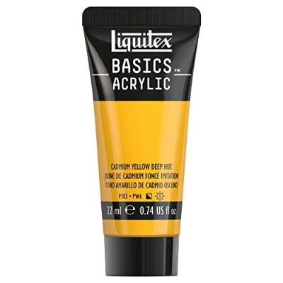 Afbeelding van Liquitex 8870452​ Basics acrylverf Cadmium Yellow Deep Hue, 22 ml tube, lichtecht, waterbestendig, voor het schilderen en decoreren van hout, metaal, keramiek, kunststof, canvas