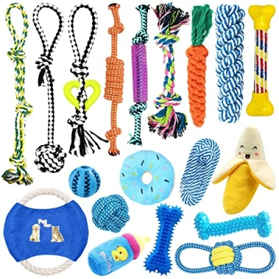 Afbeelding van TOPSEAS Hondenspeelgoed,Puppyspeelgoed,Gemaakt van Natuurlijk Katoen,met Touwtje en Ballen,voor puppy&#039;s kleine middelgrote honden