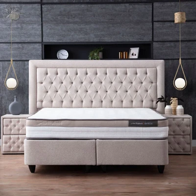 Afbeelding van Boxspring Skybedd Oxybedd 140x200 Beige met Opbergruimte