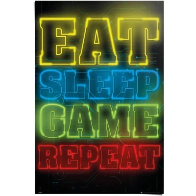 Afbeelding van Reinders! Poster gokken Eat sleep game repeat