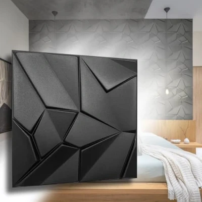 Afbeelding van 3D panelen van polystyreen XPS piepschuim decors plafondpanelen platen wanddecoratie wandbekleding 50x50cm 3 mm dikte (2m², Merkur Black)