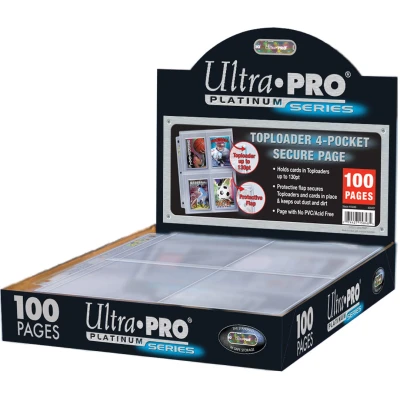 Afbeelding van Ultra Pro Top Loading Clear Platinum Secure 4 Pocket Pages (100 stuks)
