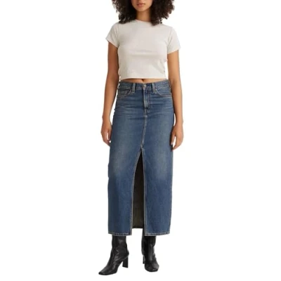 Afbeelding van Levi&#039;s Ankle Column Skirt Jeansrok, Dames, Maat: 28, Wave hello