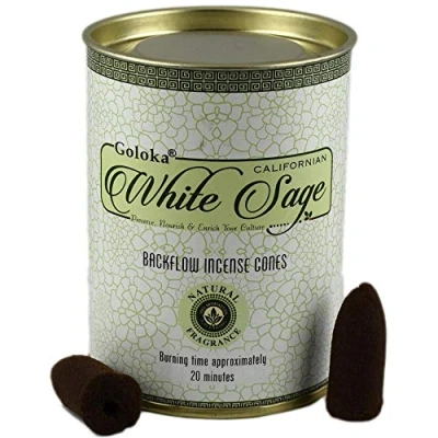 Afbeelding van Green Tree Goloka white sage back flow cone (1 st)