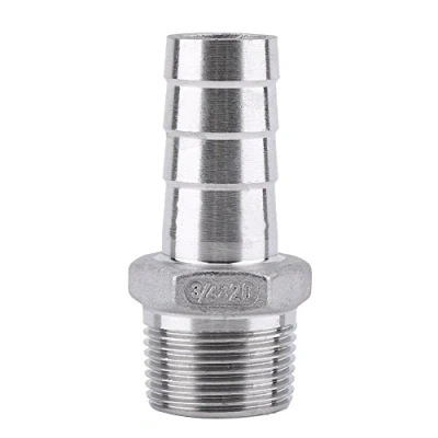 Afbeelding van SS304 Slangaansluiting, slangaansluitstuk, slangadapter, roestvrij staal, BSP stekker (3/4 x 20 mm)