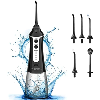 Afbeelding van TUREWELL FC1591 Draagbare monddouche, met 5 sproeiers, 3 modi, IPX7, waterdicht, USB, oplaadbaar voor mondreiniging, 300 ml, familie en reizen