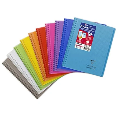 Afbeelding van Clairefontaine 35601C Spiraal schrift Koverbook 17x22 cm 80 blad geruit 5x5 mm Wit papier 90 g Polypro omslag Willekeurige kleur