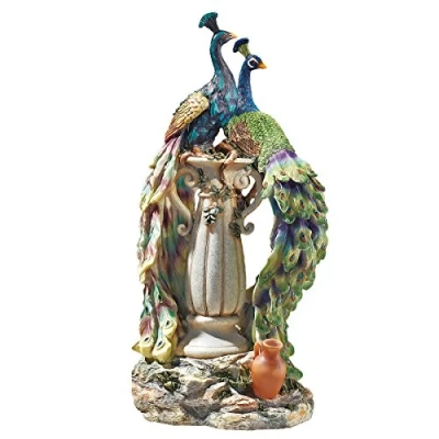 Afbeelding van Design Toscano KY69768 Peacocks in Paradise Home Decor Standbeeld, 48 cm, Polyresin, Full Color