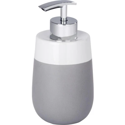 Afbeelding van Zeepdispenser Wenko Malta 7.5x16x7.5cm Keramiek Grijs Wit
